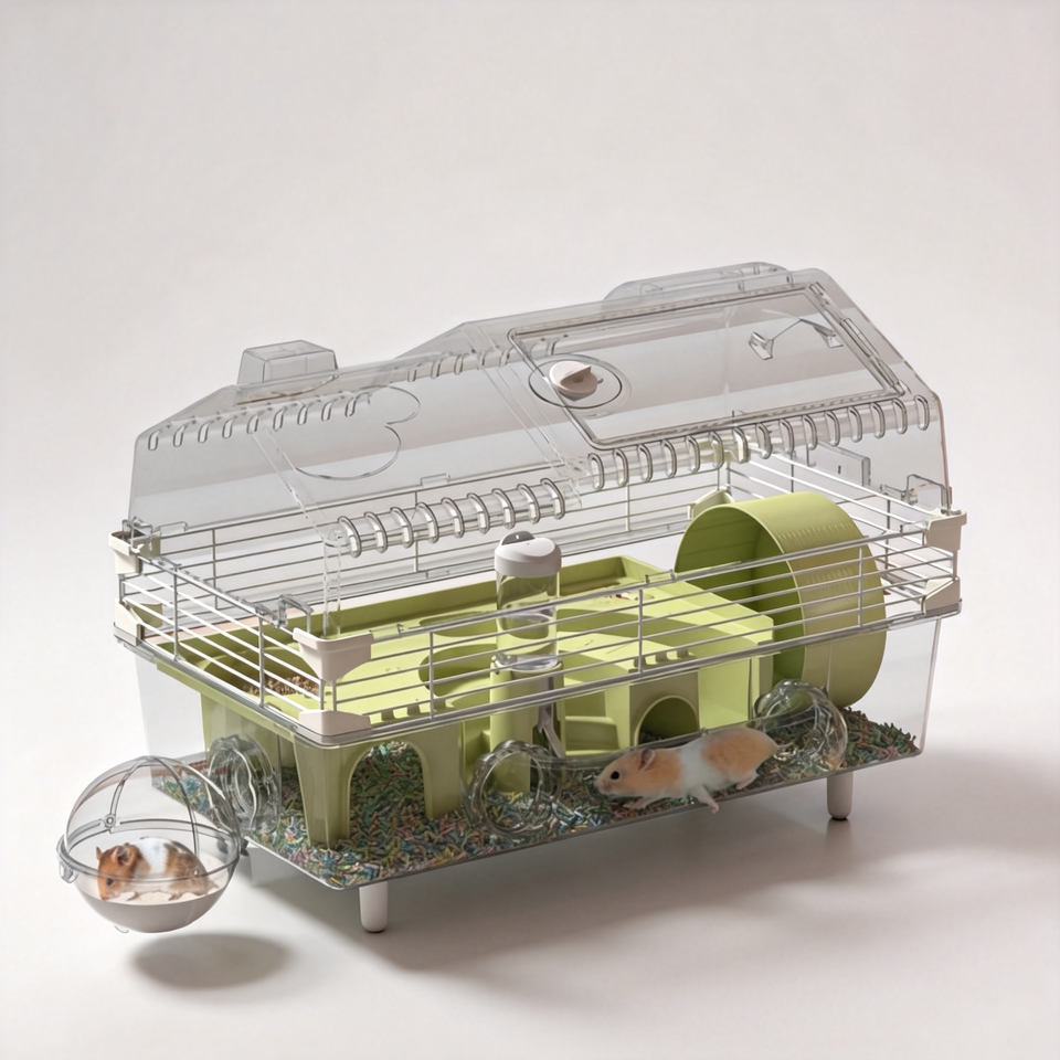 55cm Plastic Two Tier Hamster Cage Detachable Rectangular Indoor Small ...