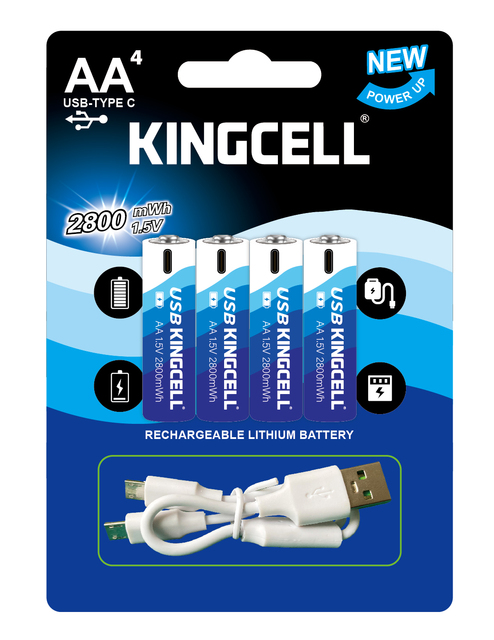 USB 2500mAh 1.5v AA Lithium Ion Rechargeable Batteries