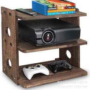 Wooden Wall Mounted Projector <b>Shelf</b> 3 Tier Router Storage <b>Rack</b> For Living Room Desktop Organization - Product Image 2