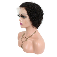 Perruque Courte Bouclée en Cheveux Humains Naturels Vierge 13x4 avec Dentelle Transparente pour Femmes Noires – Vente en Gros