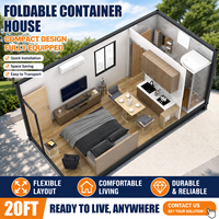 Maison conteneur pliable 20 pieds, design compact, installation rapide, maison modulaire préfabriquée pour habitation résidentielle et hébergement d'invités