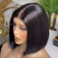Perruques courtes bob lisses en cheveux naturels vietnamiens bruts, perruques frontales en dentelle, coupe pixie, sans colle, pour femmes noires