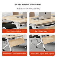 Table de conférence pliante en forme de L HYZ-278X avec chaises, pliable et mobile, en matériau MFC pour salles de conférence et
