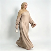 Abaya plissée pour femmes, tailles 52-60 (Gulf UK 6-18 US 2-14), avec poignets cloche, vêtement musulman islamique modeste, longueur au sol