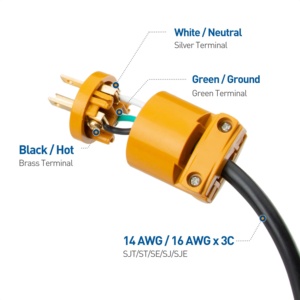 Linsheng 15A 125V 3 prong thay thế cắm 2 cực 3 dây NEMA 5-15p thẳng lưỡi điện cắm - Product Image 5