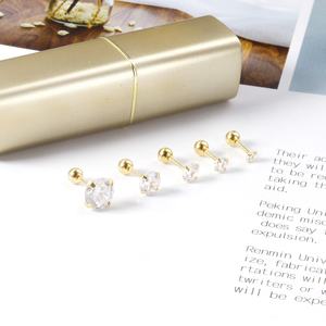 Multi Size Gold Plated Round White Diamond <b>Stud</b> <b>Earring</b> Screw <b>Men</b> <b>Earrings</b> Stainless Steel Screw <b>Earrings</b> - Product Image 3