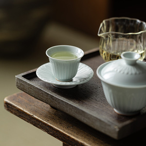 Guanlan Lotus Petal Pattern Master Cup Ceramic Kung Fu Tea Set Small <b>Teacup</b> Chinese Retro Style Porcelain Dehua Origin - Product Image 1