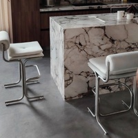 Tabouret de bar haut en acier inoxydable de style minimaliste moderne, luxe, pour la maison, l'hôtel, la salle à manger, le commerce, avec dossier, pour le salon