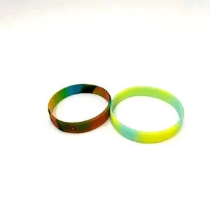 2023 wholesale customized Silicon Wristband double rainbow tie dye silicon rubber Wristband silicone bracelet custom logo