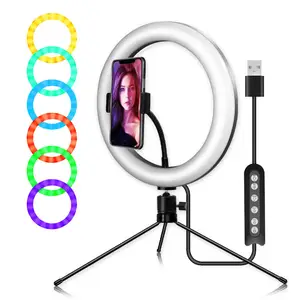 Nuovo 10 pollici RGB dimmable anello anello di luce LED luce di riempimento 26 centimetri colorful Anello di riempimento luce con il telefono cellulare supporto