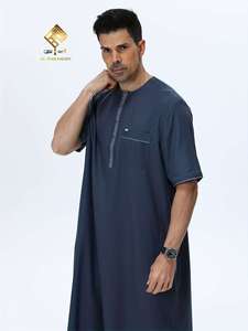 Robe arabe élégante pour homme - Vêtement de prière doux à manches courtes, lavable en machine. Nouveau design de bonne qualité. - Product Image 6