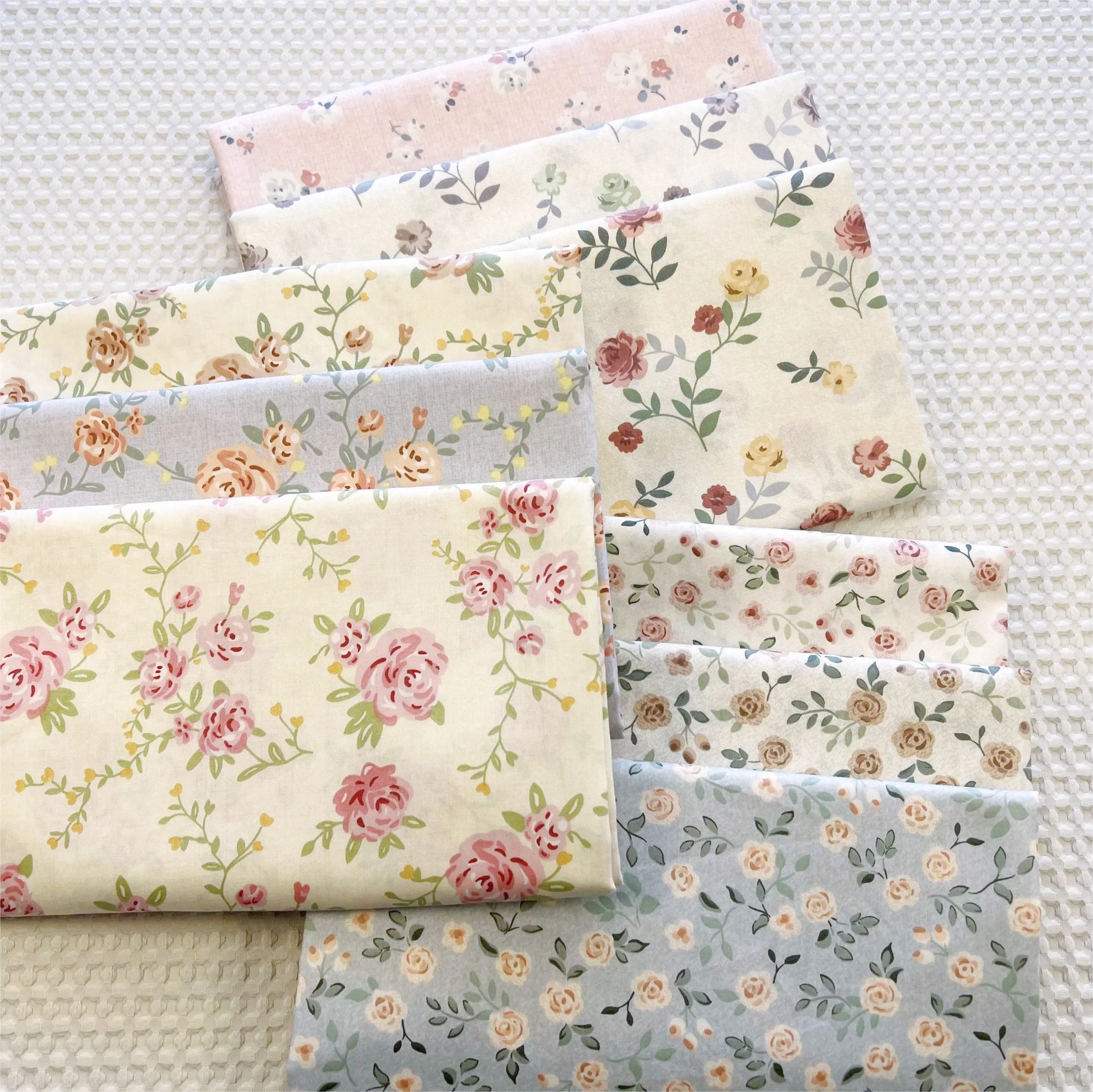 Tecido de mesa para cama com sarja de algodão série floral planta, tecido decorativo feito à mão