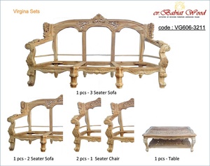 เก้าอี้โซฟาไม้สักแกะสลักเฟอร์นิเจอร์ห้องนั่งเล่นชุดโซฟาผลิตภัณฑ์ที่ยังไม่เสร็จไม่มีสีสำหรับชุดเฟอร์นิเจอร์ห้องนั่งเล่น8 - Product Image 2