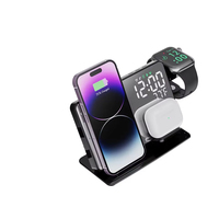 3 In 1 Universele Snelle Multifunctionele Draadloze Telefoonoplader Stand Wekker Rgb Nachtlampje Bureaulamp Met Draadloze Oplader