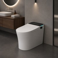 WC intelligent à capteur automatique avec fonction séchage à air chaud, équipement sanitaire avec télécommande et siège chauffant, système de drainage en S