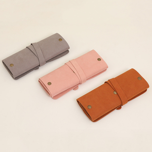 Custom Logo 1.4mm Microfiber Travel Jewelry Organizer Case Roll for Carrying Rings, Earrings, Necklaces, Watches, <b>Bracelets</b> - Product Image 2