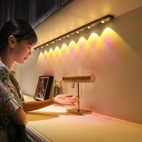 Lampu LED Strip Modern dengan Sensor Gerak, Jangkauan 4m, Dapat Diredupkan, Dapat Diisi Ulang, untuk Kabinet, dengan Pengisian Daya Tipe-C