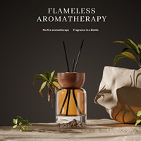 Bouteille diffuseur cylindrique en verre de 120 ml avec bâtonnets en rotin et fleurs séchées – Contenant d'huiles essentielles pour aromathérapie sans flamme