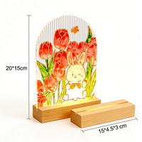 Kit de Pintura Acrílica DIY de Tulipanes con Base de Madera, Diseño Floral 3D con Luz LED, Manualidad Artística para Padres e Hijos