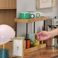 Étagère de rangement moderne à double niveau en bois pour épices, sel et poivre, pour cuisine et garage