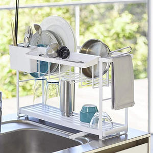 Portapiatti a doppio strato porta utensili da appoggio lavello Organizer da <span class=keywords><strong>cucina</strong></span> stendino con asta per appendere risparmio di spazio - Product Image 4