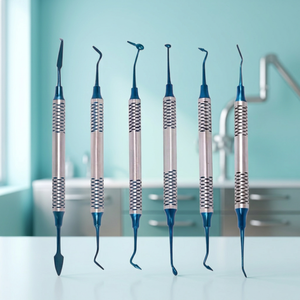 Kit d'instruments dentaires pour composites, spatule-racloir double face en résine, antiadhésif, en titane bleu, acier inoxydable allemand, pour restaurations - Product Image 2