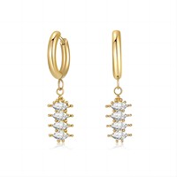 Gaovo Boucles d'oreilles créoles pendantes à 4 pierres en zircon cubique serties à griffes en acier inoxydable résistant au ternissement, vente en gros, bijoux d'oreille tendance