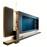 Mueble de TV Personalizado, Mueble de TV Flotante de Estilo Industrial, Mueble de Almacenamiento Multimedia para Sala de Estar