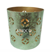 Atiqco Vert Capsule Jali Fer Laiton Votive Titulaire À La Main Élégant Moderne Bougeoir pour La Décoration De La Maison Modèle 788795 Chaude