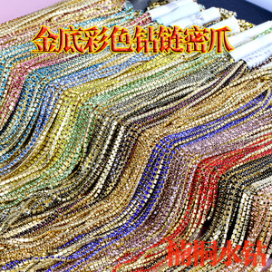 Chaîne de strass plaquée or 2,0 mm 2,5 mm 3,0 mm 4,0 mm, accessoire de décoration géométrique et tendance pour téléphone portable DIY - Product Image 2