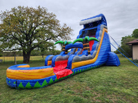 Toboggan aquatique tropical en plein air Palmier Toboggan aquatique pour enfants et adultes Toboggan aquatique gonflable avec souffleur d'air