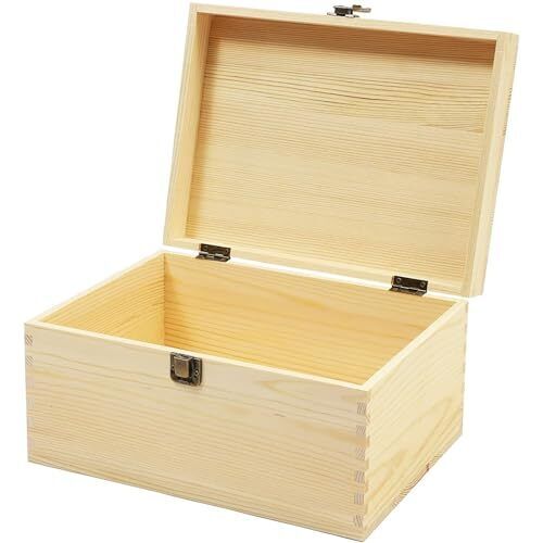 Extra Large Rectangle Unfinished Decorative Plain Boxes with Hinged Lid Keepsake Pine Boxes Hobbies or Arts   Crafts