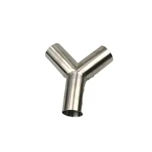 Polished Y Type Sanitary Stainless Steel Tees / Butt Welding Pipe Fittings