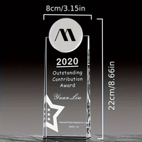 Trophée en verre cristallin K9 durable fait main, personnalisable avec logo et texte, pour récompense de conférence annuelle