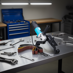 Lijadora de banda 110V 1300W, herramienta profesional para pulir y lijar tubos de acero inoxidable con banda ajustable - Product Image 2