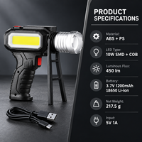 Lampe de travail LED Bright Bird 450lm 6000K Blanc DC 5V USB Portable IP44 pour Atelier Jardin