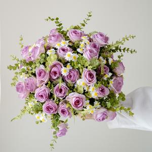 Bouquet de fleurs artificielles en roses pour mariée, style coréen, fausses roses, arrangements floraux pour demoiselles d'honneur - Product Image 2