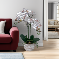 Nouvelle orchidée Phalaenopsis réaliste en soie de 55 cm, style européen, rose saumon, en pot, pour Noël, Halloween, la rentrée scolaire, décoration de la maison