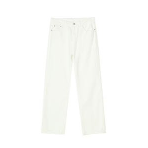 جينز أبيض مستقيم مخصص جينز بسيط أساسي للرجال بنطلون ضيق للرجال قماش سيلفيدج للرجال - Product Image 1