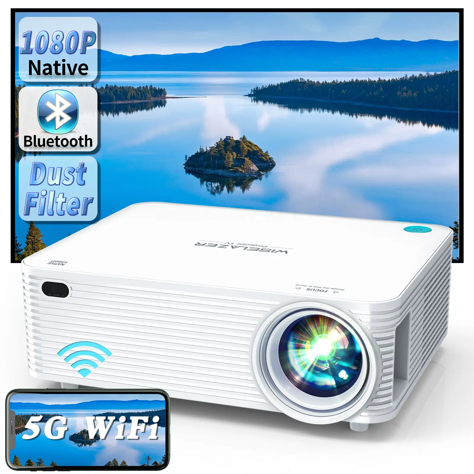 ZAOLIGHTEC A30 9500 Lumens LED Portable Projector Native 1920*1080 HD Support 4K Home USB Mini Outdoor Movie Projectors