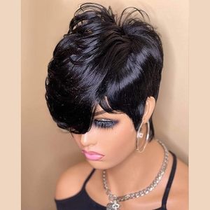 Peluca de Cabello Humano Brasileño Remy al por Mayor, Corte <span class=keywords><strong>Pixie</strong></span>, Sin Encaje, Hecha a Máquina, para Mujer - Product Image 1