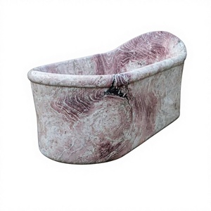 Baignoire autoportante élégante en marbre rose, baignoire en pierre naturelle pour salle <span class=keywords><strong>de</strong></span> <span class=keywords><strong>bain</strong></span> haut <span class=keywords><strong>de</strong></span> gamme - Product Image 1