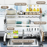 Égouttoir à vaisselle moderne et élégant à double niveau en acier inoxydable, rangement pour évier de cuisine, comptoir, pour vaisselle et bols