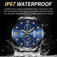 Reloj Fngeen 5080 para Hombre, Movimiento de Cuarzo, Correa de Acero Inoxidable, Resistente al Agua, Calendario, Reloj de Pulsera Casual de Negocios de Lujo