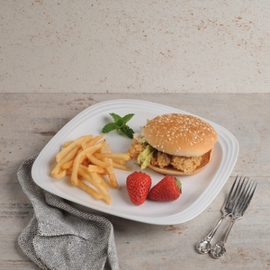 Assiettes carrées en porcelaine écologiques au design <span class=keywords><strong>moderne</strong></span>, blanc pur, origine Guangdong, vente en gros, emballage en vrac pour les fêtes - Product Image 4