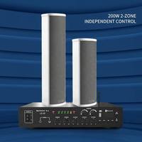 Système de sonorisation mono PA extérieur étanche en aluminium à 2 zones, 200W, kit de musique d'ambiance toutes saisons pour jardin, parc, place publique