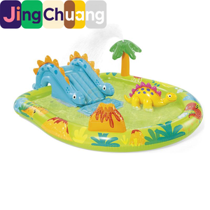 Piscina con Tobogán y Rociador de Agua JingChuang57166, Piscina Infantil con Pelotas de Agua, Diseño de Parque de Dinosaurios Volcánicos - Product Image 2
