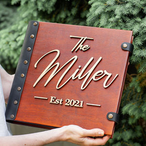 Álbum de fotos de boda de madera con remaches <span class=keywords><strong>para</strong></span> niños recién nacidos conmemorativos - Product Image 2