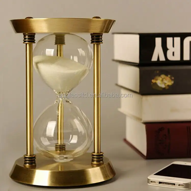 Clessidra sabbia Timer orologio da sabbia regalo artigianale all'ingrosso grande cornice in metallo antico ottone alto vetro borosilicato + sabbia per tutte le stagioni