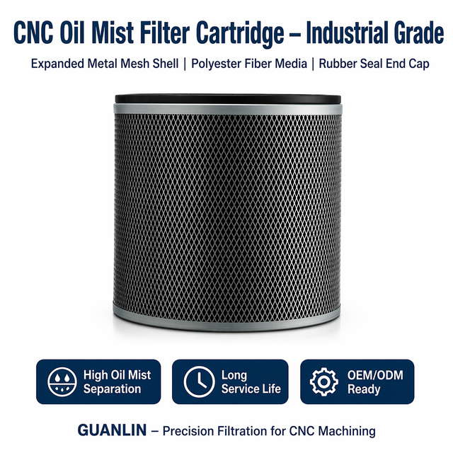 New GUANLIN CNC Oil Mist Filter Cartridge Aluminum Mesh High Filtration Efficiency Industrial Oil Mist Removal for Metalworking